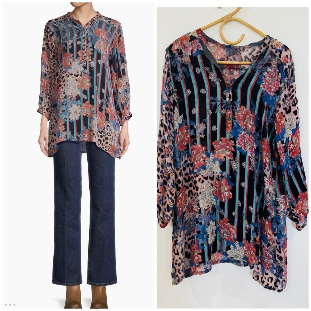 Johnny Was silk blend tunic blouse NEW